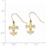 Загрузить изображение в средство просмотра галереи, 14k Yellow Gold Fleur de Lis Shepherd Hook Dangle Earrings
