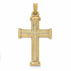 14k Yellow Gold Brushed Polished Latin Cross Pendant Charm