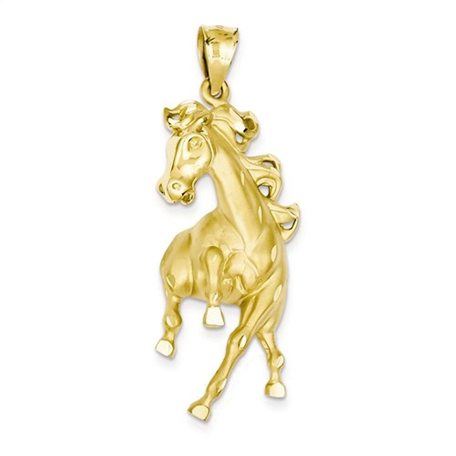 14k Yellow Gold Horse Open Back Pendant Charm