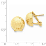 Indlæs billede til gallerivisning 14k Yellow Gold Hammered 13mm Half Ball Omega Post Earrings
