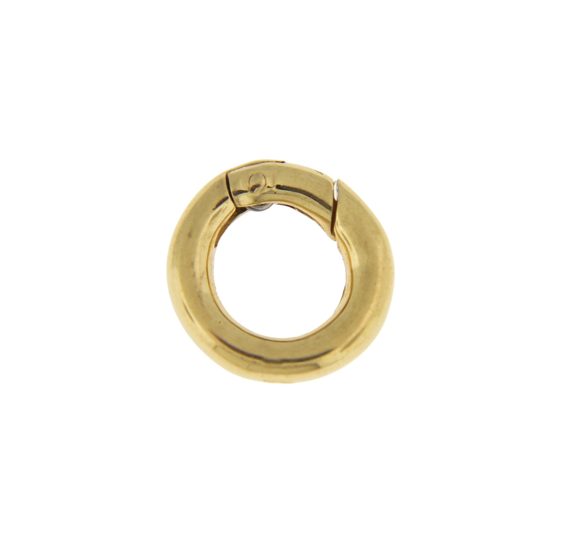 14K Yellow Gold 12mm Round Link Lock Hinged Push Clasp Bail Enhancer Connector Hanger for Pendants Charms Bracelets Anklets Necklaces