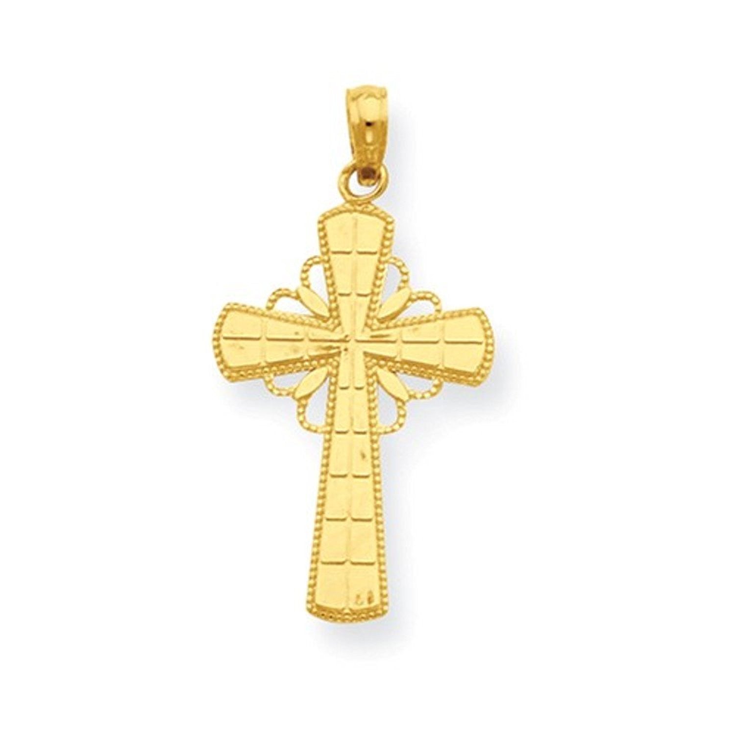 14k Yellow Gold Celtic Cross Open Back Pendant Charm