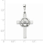 Load image into Gallery viewer, 14k White Gold Claddagh Cross Flat Back Pendant Charm
