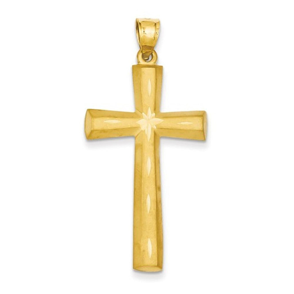 14k Yellow Gold Latin Cross Open Back Pendant Charm - [cklinternational]