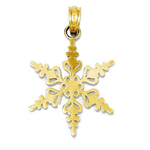 14k Yellow Gold Snowflake Winter Wonderland Pendant Charm