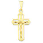 Φόρτωση εικόνας στο εργαλείο προβολής Συλλογής, 14k Yellow Gold Crucifix Cross Flat Back Pendant Charm - [cklinternational]
