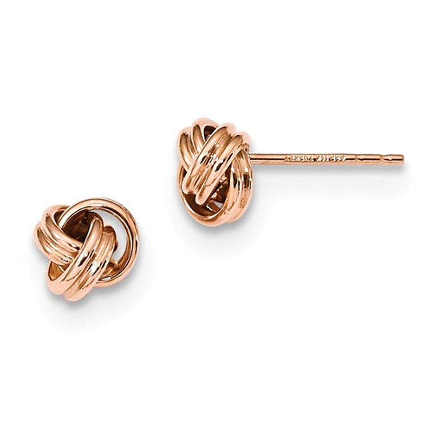 14k Rose Gold Classic Polished Love Knot Stud Post Earrings