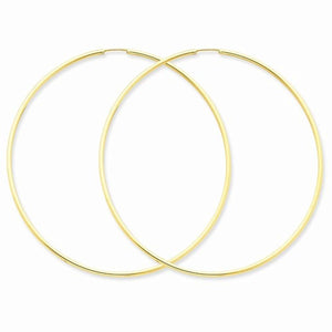 14K Yellow Gold 60mm x 1.5mm Endless Round Hoop Earrings