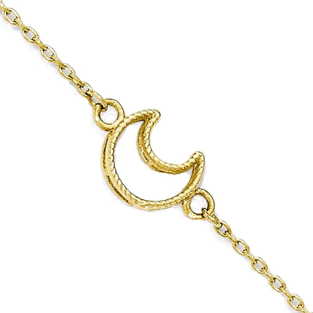 14k Yellow Gold Moon Anklet 10 Inch with Extender - [cklinternational]