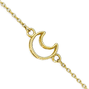 14k Yellow Gold Moon Anklet 10 Inch with Extender - [cklinternational]