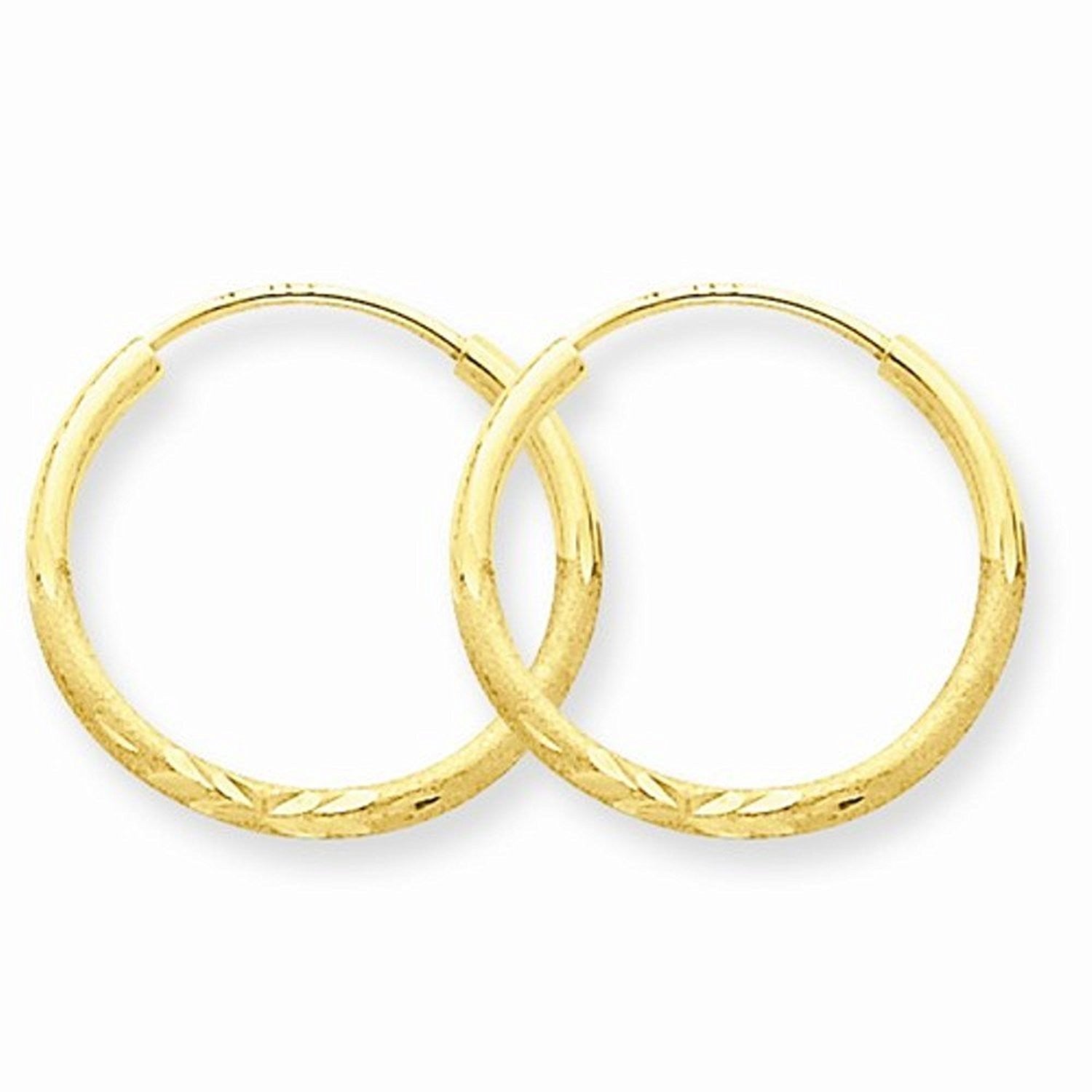 14K Yellow Gold 15mm x 1.5mm Round Endless Hoop Earrings
