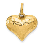 画像をギャラリービューアに読み込む, 14K Yellow Gold Puffy Hammered Heart 3D Hollow Pendant Charm
