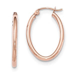 Carregar imagem no visualizador da galeria, 14k Rose Gold Classic Polished Oval Hoop Earrings
