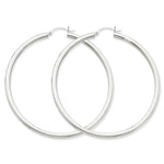 Lataa kuva Galleria-katseluun, 14K White Gold 60mm x 3mm Classic Round Hoop Earrings
