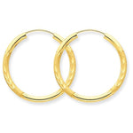 Charger l&#39;image dans la galerie, 14K Yellow Gold 23mm Satin Textured Round Endless Hoop Earrings
