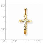 Kép betöltése a galériamegjelenítőbe: 14k Gold Two Tone Cross Crucifix Hollow Pendant Charm

