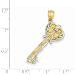 Load image into Gallery viewer, 14k Yellow Gold Rhodium Heart Key I Love You Pendant Charm
