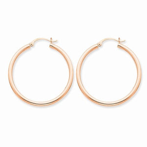 14K Rose Gold 35mm x 2.5mm Classic Round Hoop Earrings