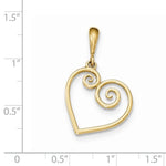 Afbeelding in Gallery-weergave laden, 14k Yellow Gold Swirl Heart Pendant Charm
