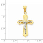 Φόρτωση εικόνας στο εργαλείο προβολής Συλλογής, 14k Gold Two Tone Crucifix Cross Pendant Charm
