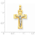 Lataa kuva Galleria-katseluun, 14k Gold Two Tone Crucifix Cross Pendant Charm - [cklinternational]

