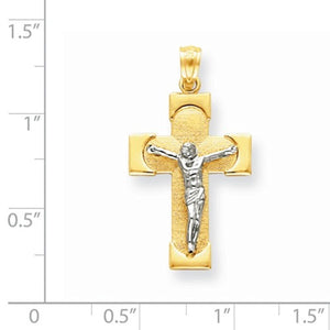 14k Gold Two Tone Crucifix Cross Pendant Charm - [cklinternational]