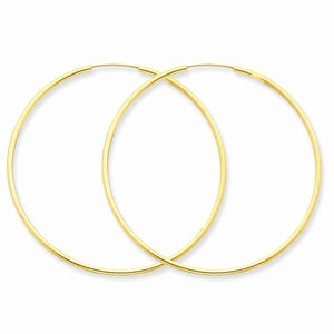 14K Yellow Gold 45mm x 1.5mm Endless Round Hoop Earrings