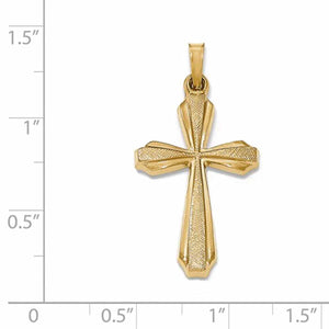 14k Yellow Gold Brushed Polished Latin Cross Pendant Charm