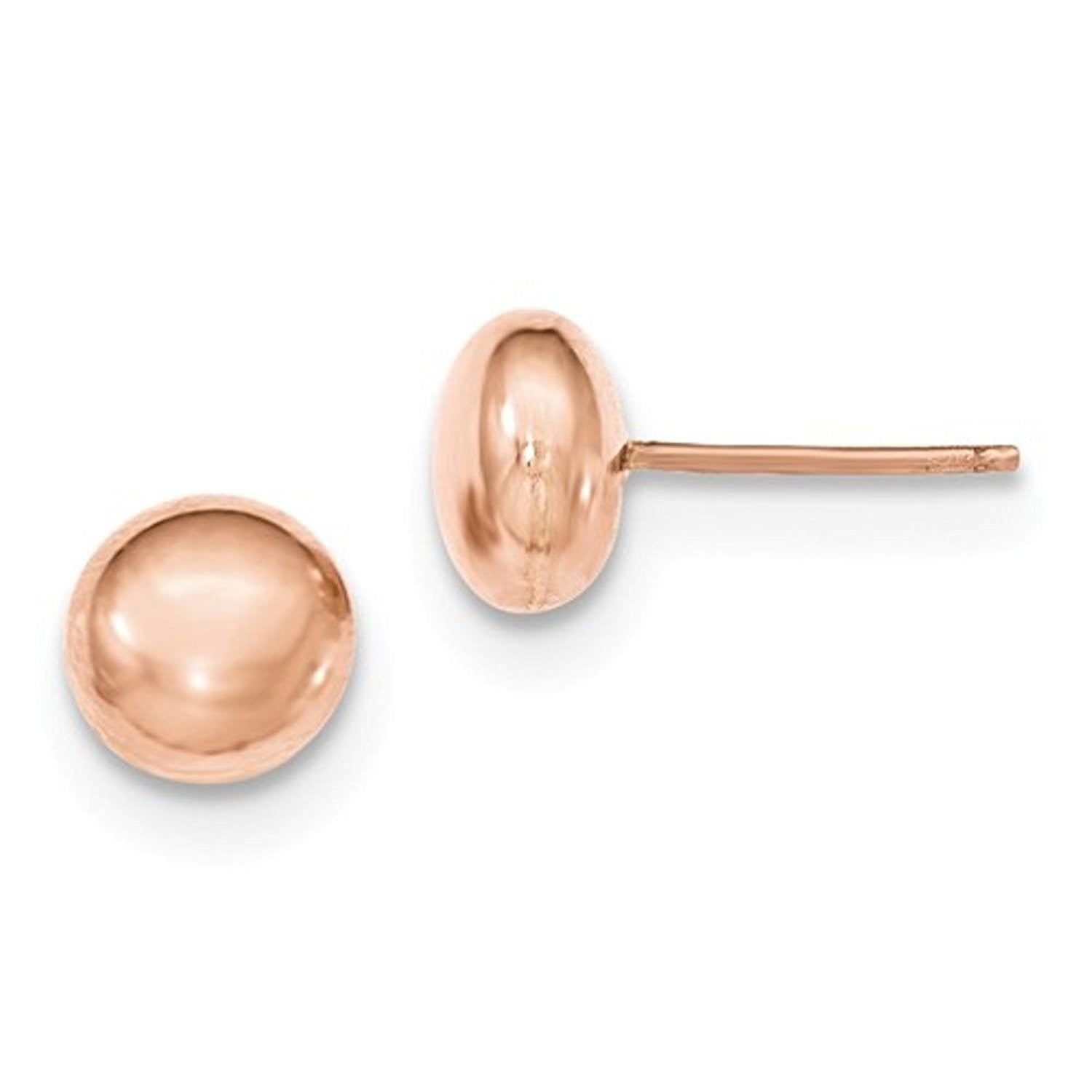 14k Rose Gold 8mm Button Polished Post Stud Earrings