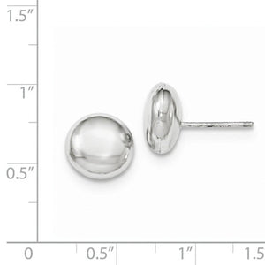 14k White Gold 10.5mm Button Polished Post Stud Earrings