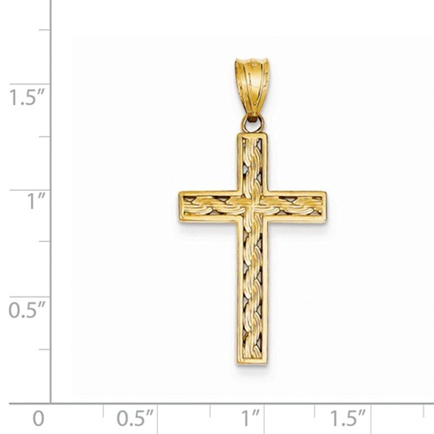 14k Yellow Gold Rope Cross Pendant Charm