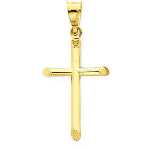 14k Yellow Gold Cross Polished 3D Hollow Pendant Charm