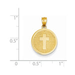 Load image into Gallery viewer, 14k Yellow Gold Cross God Bless Round Reversible Pendant Charm
