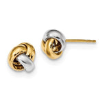 画像をギャラリービューアに読み込む, 14k Gold Two Tone Classic Love Knot Stud Post Earrings
