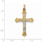 Lataa kuva Galleria-katseluun, 14k Gold Two Tone INRI Crucifix Cross Pendant Charm
