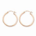 Charger l&#39;image dans la galerie, 14K Rose Gold 25mm x 2mm Classic Round Hoop Earrings
