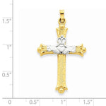 Carica l&#39;immagine nel visualizzatore di Gallery, 14k Gold Two Tone Claddagh Celtic Cross Pendant Charm
