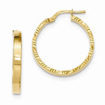 Load image into Gallery viewer, 14K Yellow Gold 25mm x 3mm Textured Edge Hoop Earrings
