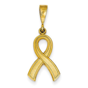 14k Yellow Gold Awareness Ribbon Pendant Charm