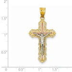 Kép betöltése a galériamegjelenítőbe: 14k Gold Tri Color Cross Crucifix Pendant Charm
