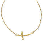 Afbeelding in Gallery-weergave laden, 14k Yellow Gold Sideways Twisted Cross Necklace 19 Inches
