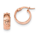 Load image into Gallery viewer, 14K Rose Gold 14mmx13mmx5mm Patterned Round Hoop Earrings

