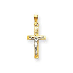 Indlæs billede til gallerivisning 14k Gold Two Tone INRI Crucifix Cross Hollow Pendant Charm
