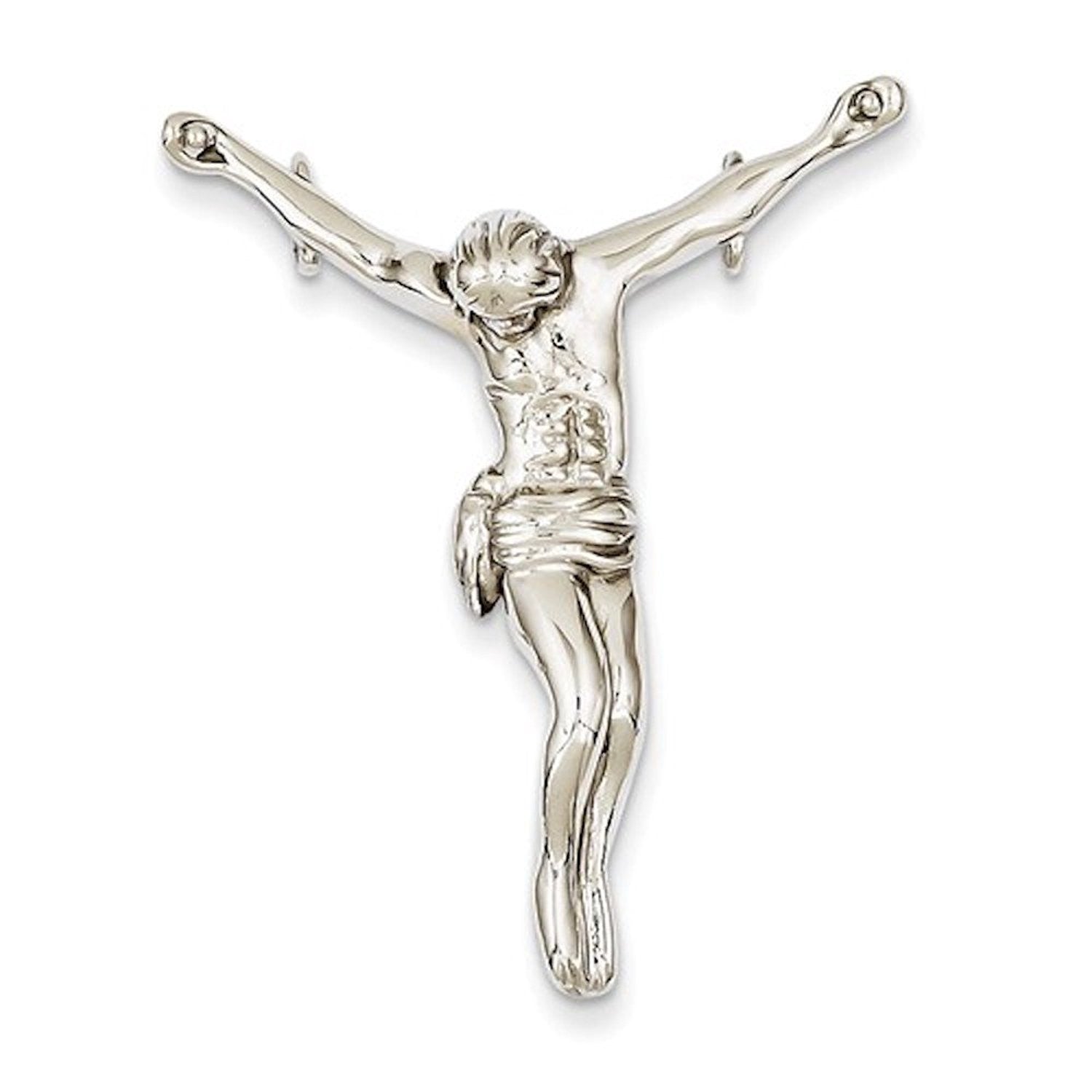 14k White Gold Corpus Jesus Christ Chain Slide Pendant Charm