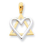Załaduj obraz do przeglądarki galerii, 14k Gold Two Tone Star of David Heart Pendant Charm

