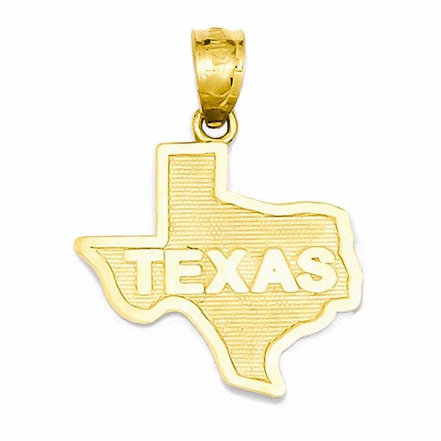 14k Yellow Gold Small Texas State Map Pendant Charm - [cklinternational]