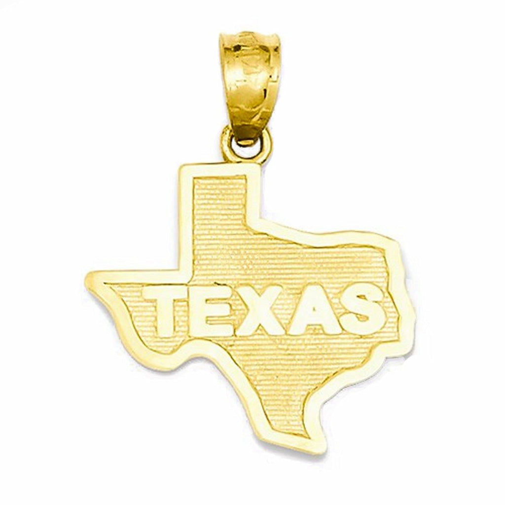 14k Yellow Gold Small Texas State Map Pendant Charm - [cklinternational]