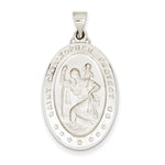Carregar imagem no visualizador da galeria, 14k White Gold Saint Christopher Medal Hollow Pendant Charm
