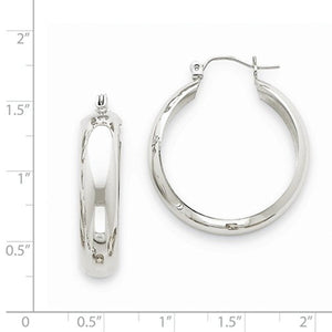 14k White Gold Large Classic Polished Round Hoop Earrings