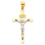 將圖片載入圖庫檢視器 14k Gold Two Tone INRI Crucifix Cross Pendant Charm
